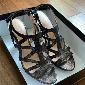 Naturalizer Metallic  Black Heels with Strappy Design